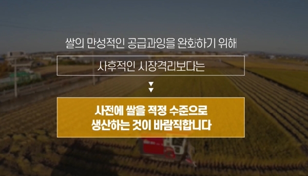 쌀의 만성적인 공급과잉을 완화하기 위해서는 사전에 쌀을 적정 수준으로 생산하는 것이 바람직 대표이미지